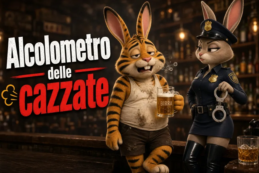 Coniglio tigrato che festeggia in modo ridicolo