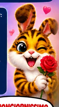 Coniglio tigrato di Virus Chat con una rosa