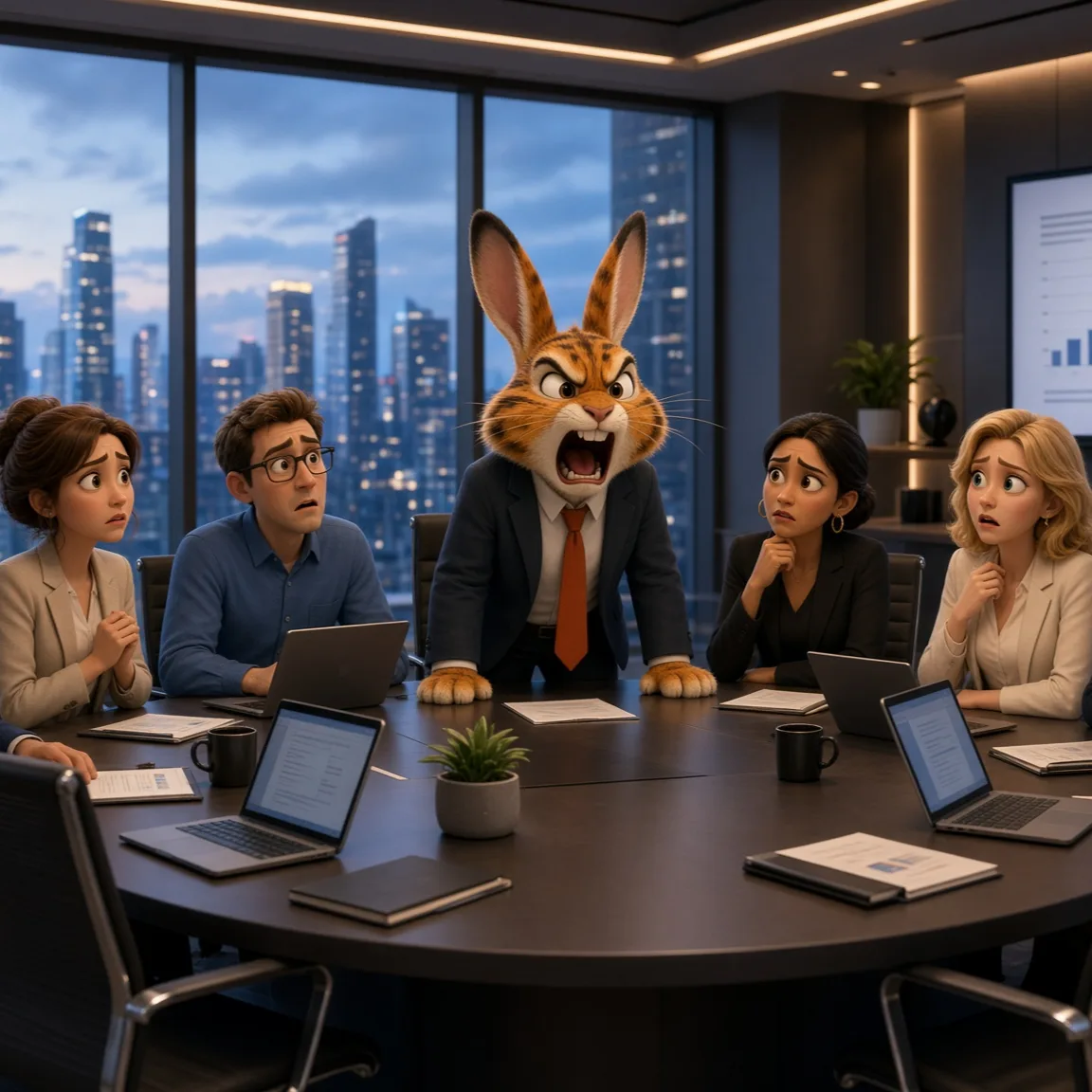 Coniglio tigrato in versione corporate