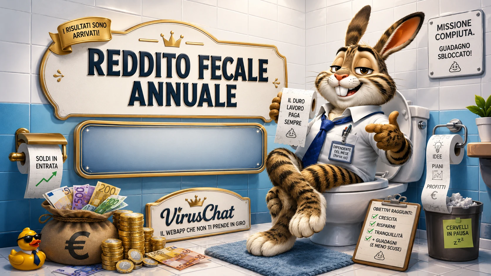 Banner Reddito fecale annuale con coniglio tigrato
